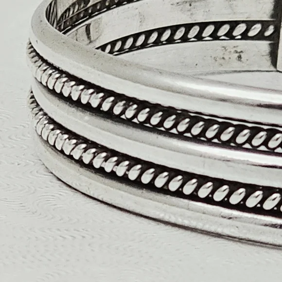 Vintage Tahe Sterling Silver Navajo Double Twisted Rope Cuff Bracelet 25g